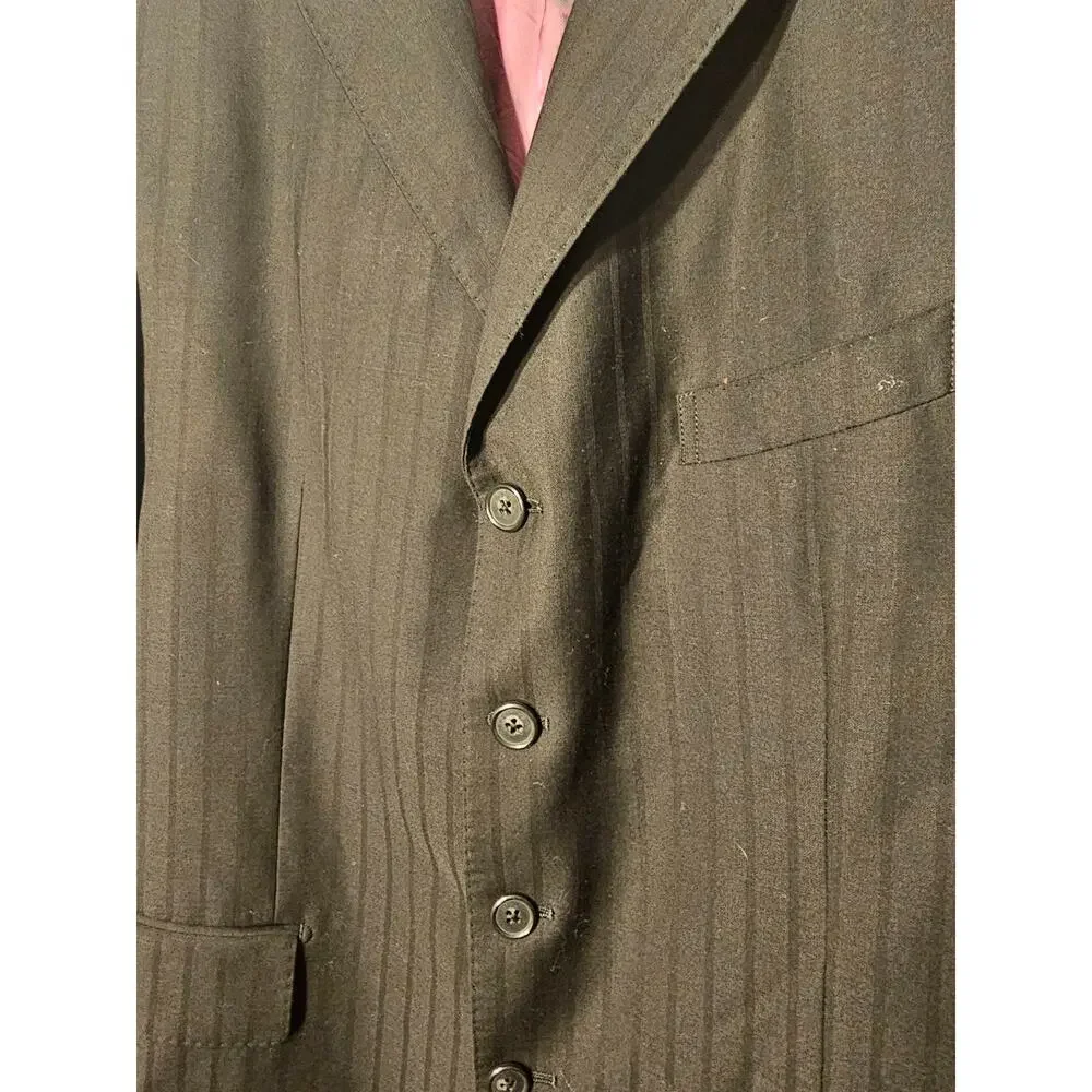 Sean John Black Pinstripe Wool Blazer Suit Jacket Mens Size 44R